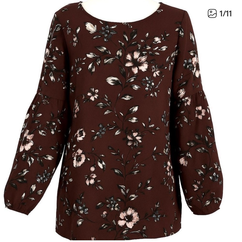Apt 9 Maroon Floral Blouse